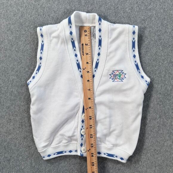 Vintage TFW Kidz Vest Boys Size 3 Button Front Terry Embroidered Cactus White - Picture 2 of 5